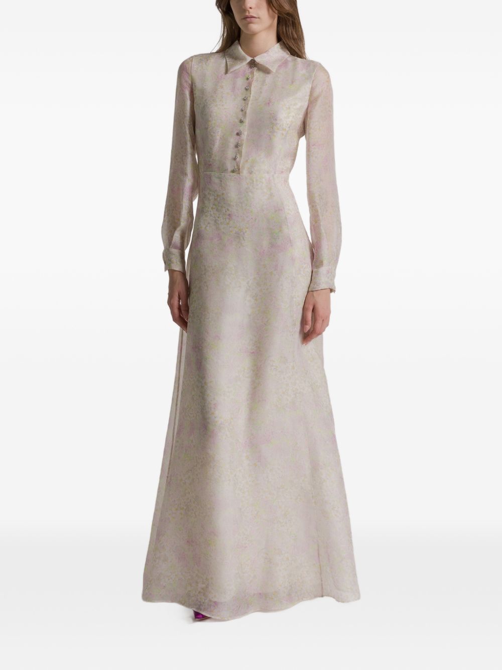 Abito maxi con stampa fiori in rosa chiaro 