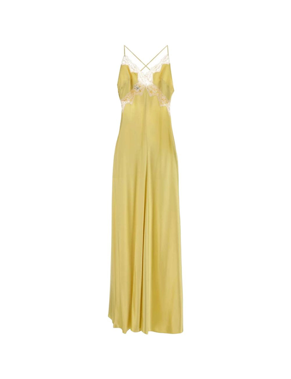 Abito lungo con orlo in pizzo giallo Alberta Ferretti - donna 