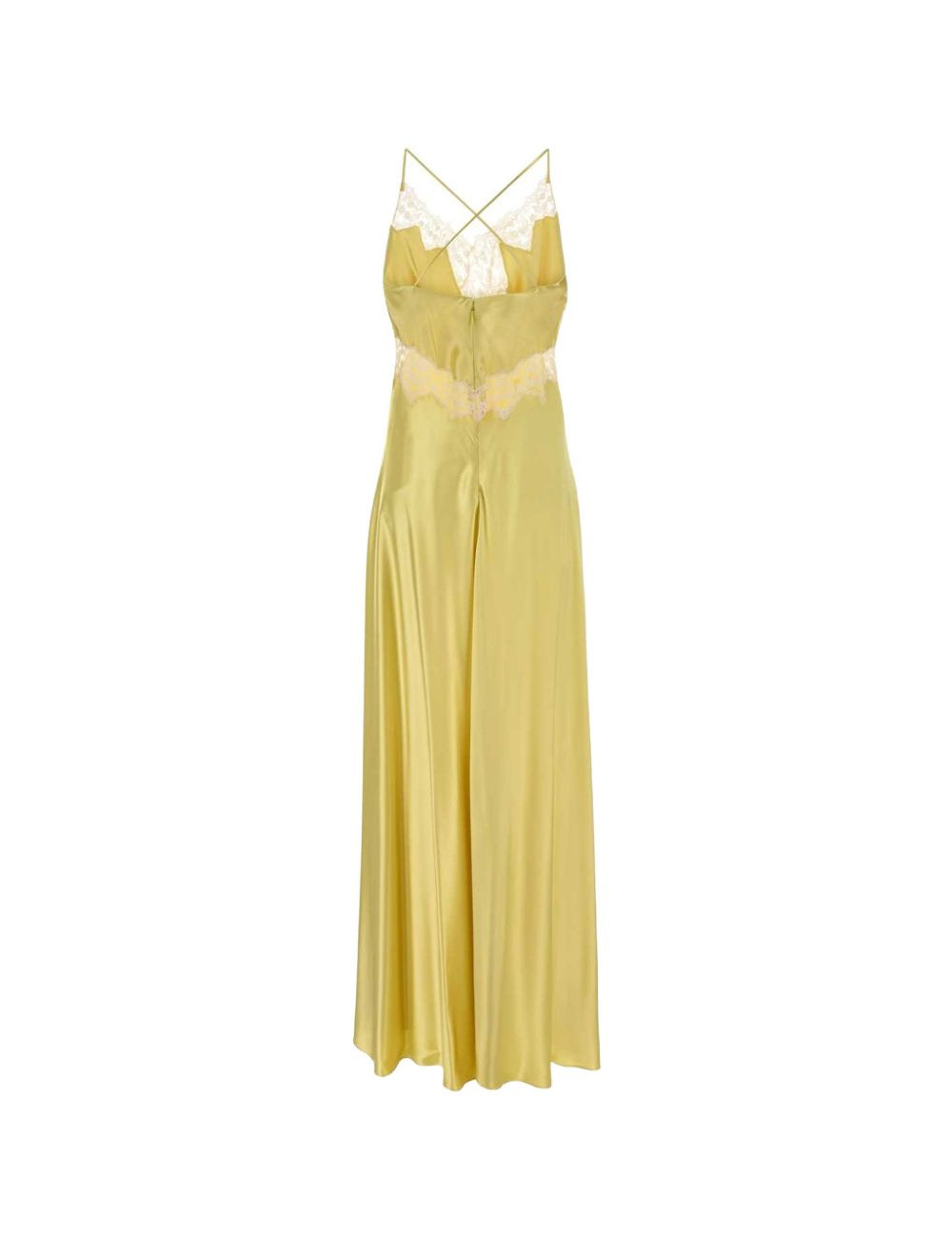 Abito lungo con orlo in pizzo giallo Alberta Ferretti - donna 