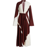 Abito lungo con scollo a V in marrone e bianco Alberta Ferretti - donna 