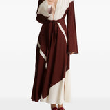 Abito lungo con scollo a V in marrone 