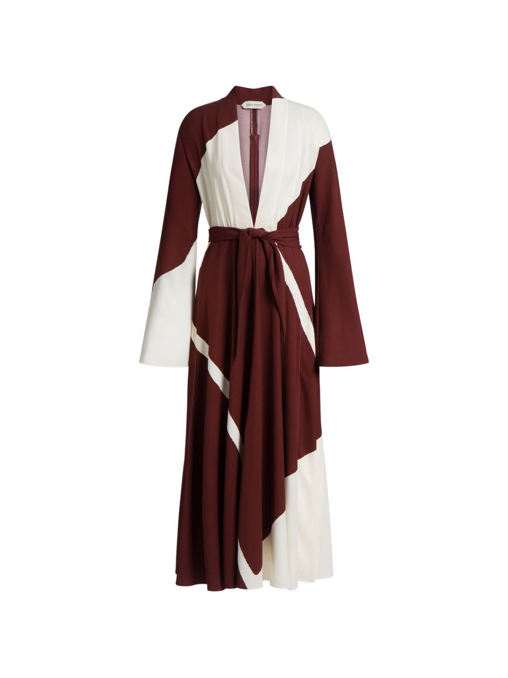 Abito lungo con scollo a V in marrone 