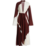 Abito lungo con scollo a V in marrone 