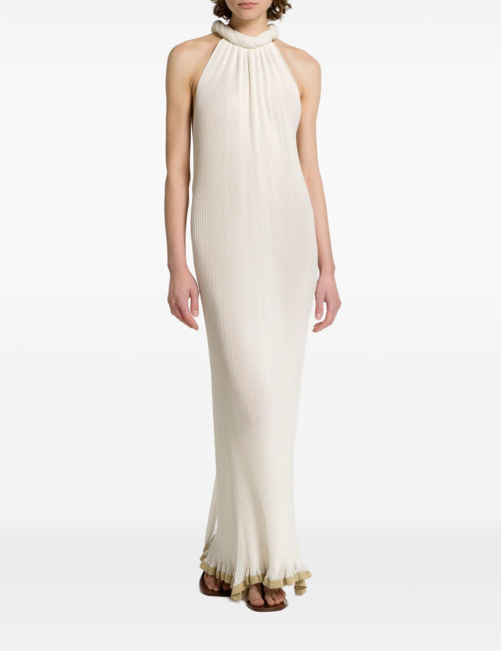 Abito lungo in maglia plissettata avorio Alberta Ferretti - donna 