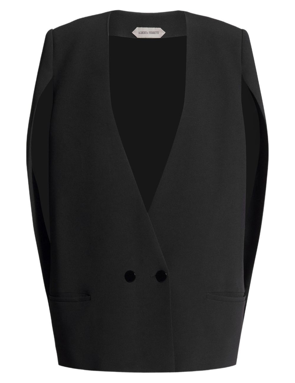 Giacca doppiopetto senza maniche in nero Alberta Ferretti - donna 