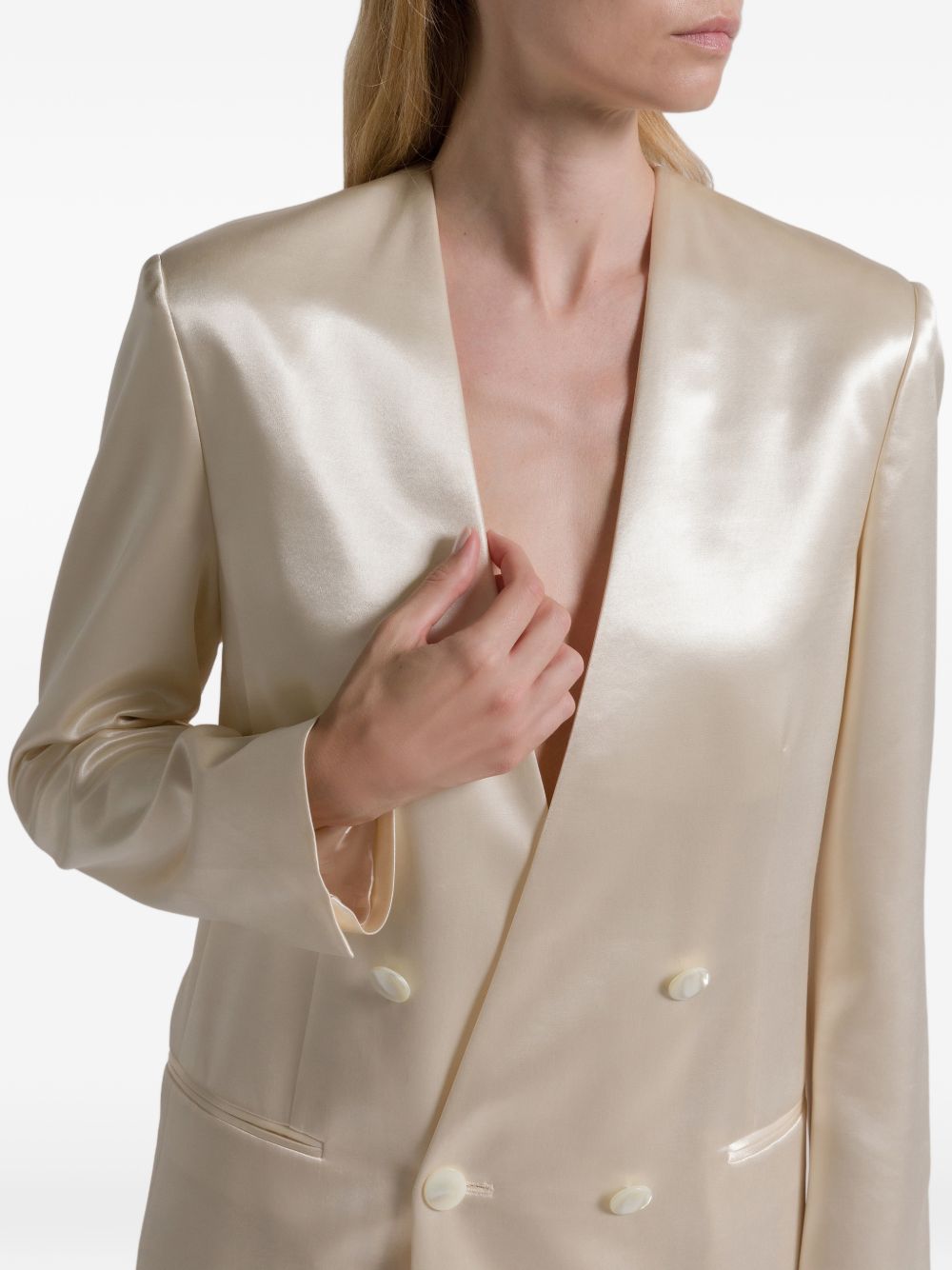 Giacca doppiopetto satinata in avorio Alberta Ferretti - donna 