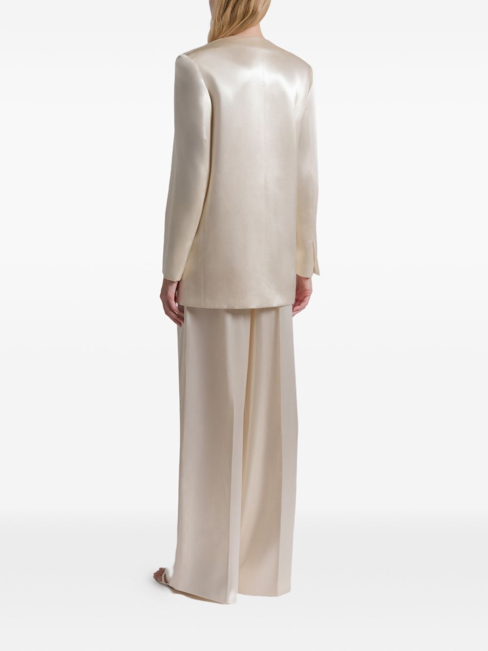 Giacca doppiopetto satinata in avorio Alberta Ferretti - donna 