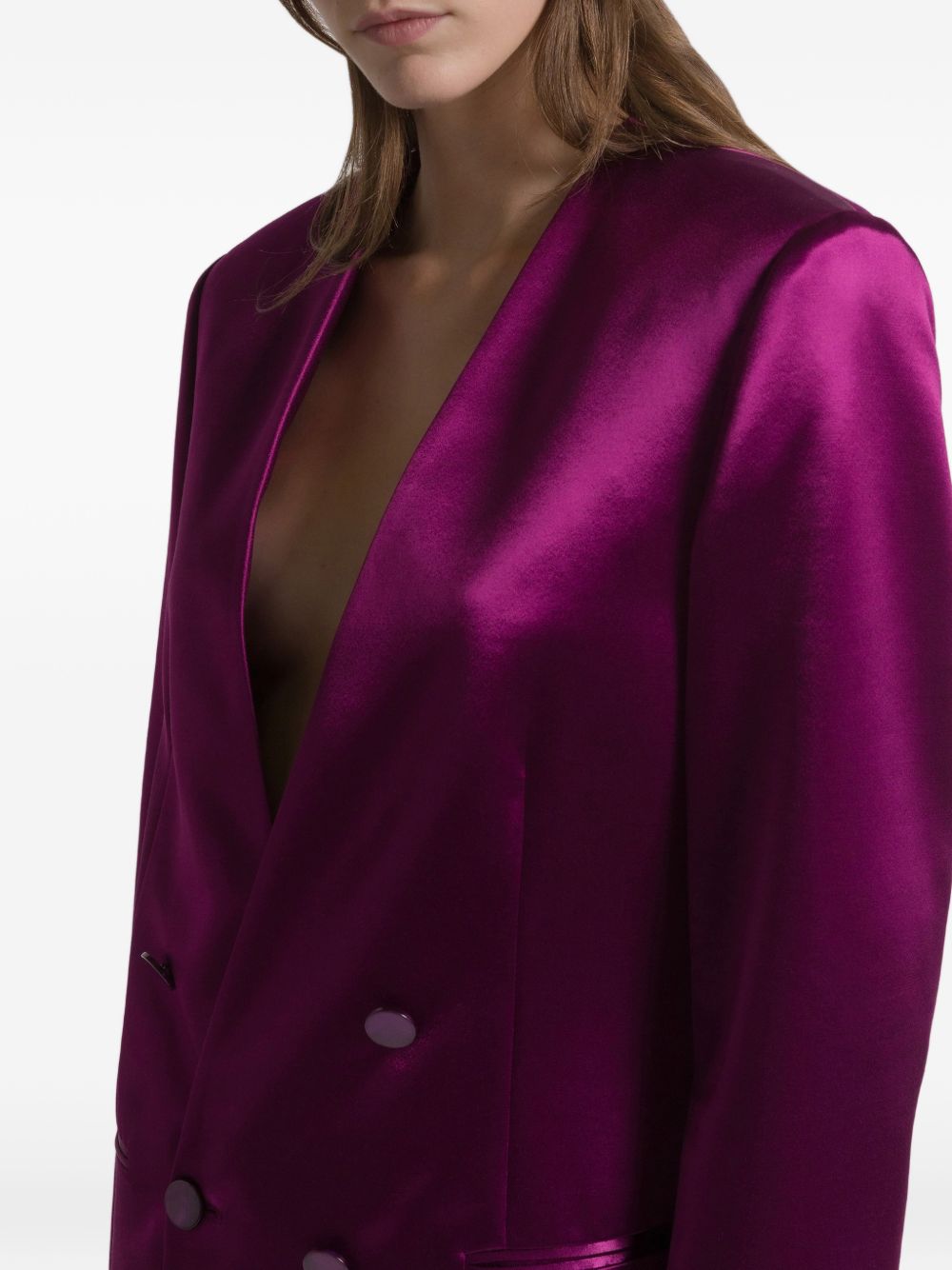 Giacca doppiopetto satinata in viola Alberta Ferretti - donna 