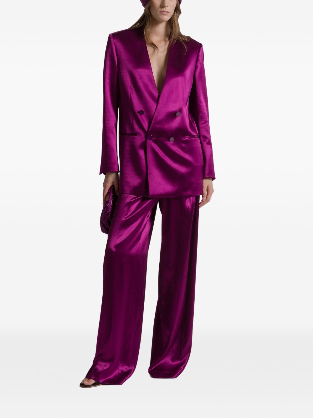 Giacca doppiopetto satinata in viola Alberta Ferretti - donna 