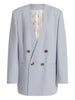 Alberta Ferretti light blue double-breasted collarless jacket - women