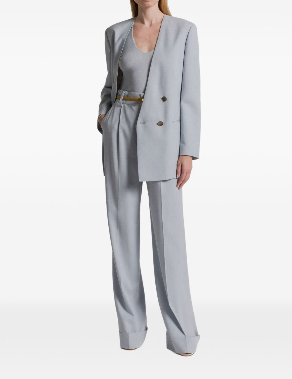 Giacca doppiopetto senza revers in azzurro chiaro Alberta Ferretti - donna 