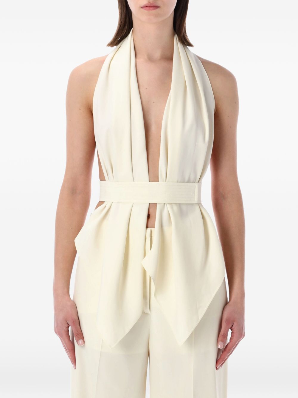 Top con scollo all'americana in bianco Alberta ferretti - donna 