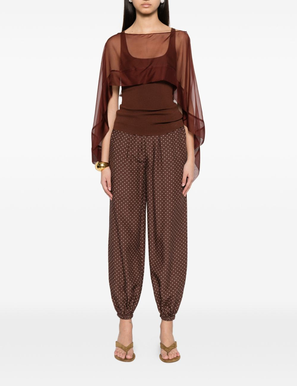Mantello di seta trasparente in marrone Alberta ferretti - donna 