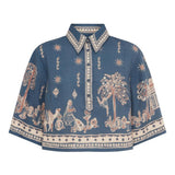 Camicia acacia con stampa in blu Alemais - donna 
