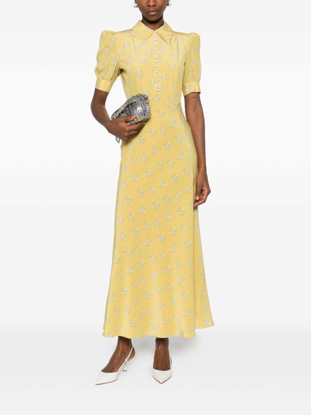 Abito lungo con fiori in giallo Alessandra Rich - donna 