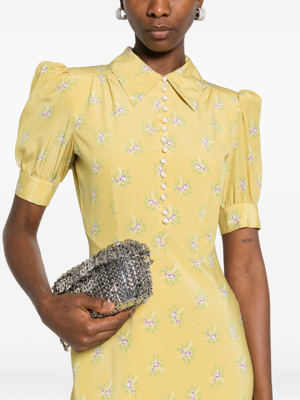 Abito lungo con fiori in giallo Alessandra Rich - donna 