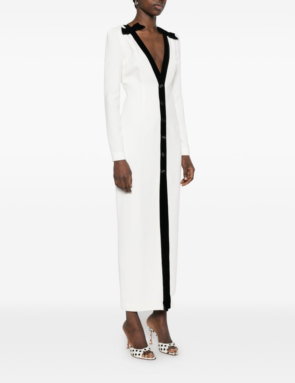 Abito lungo con fiocco in bianco e nero Alessandra Rich - donna 