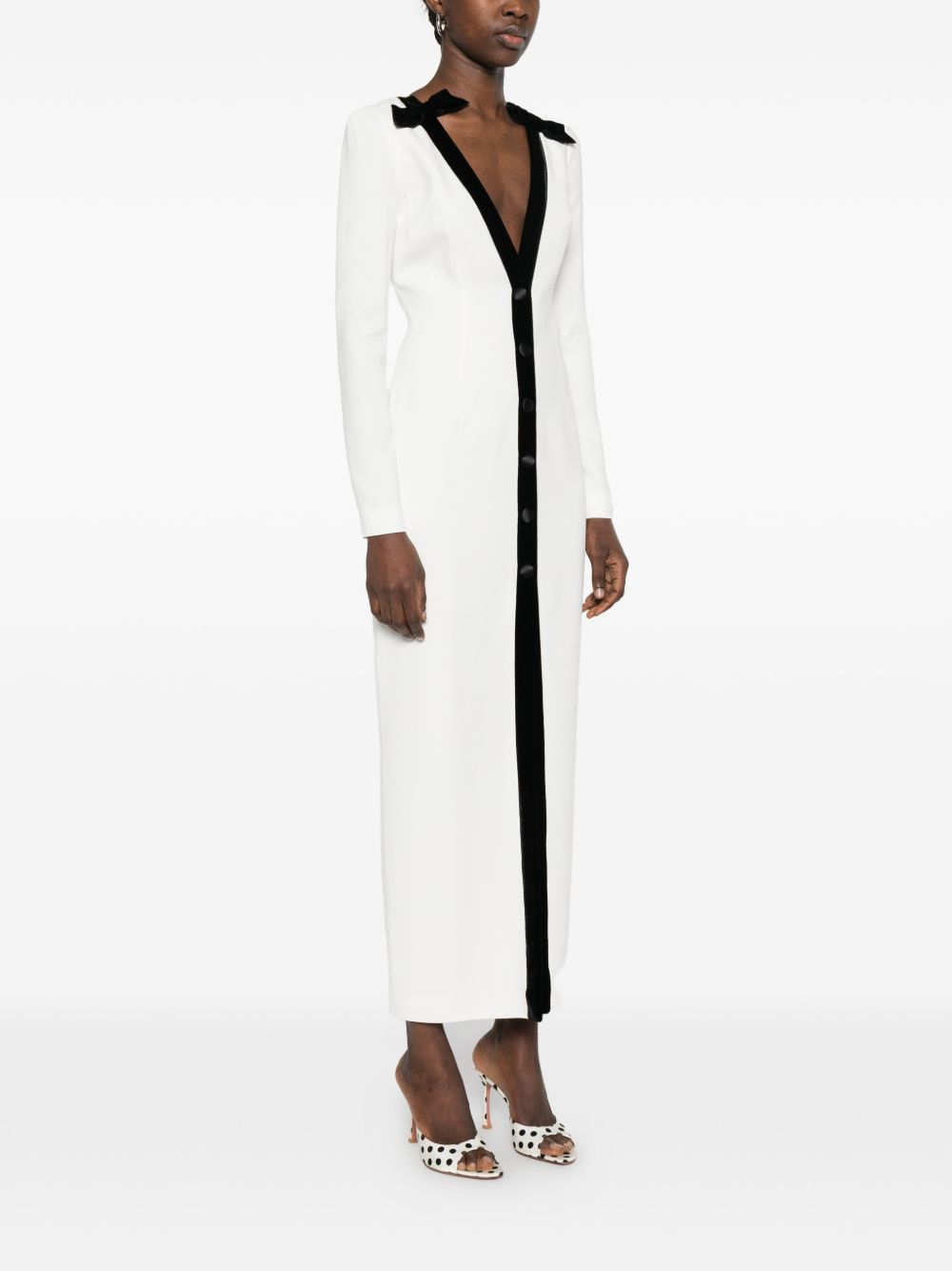 Abito lungo con fiocco in bianco e nero Alessandra Rich - donna 