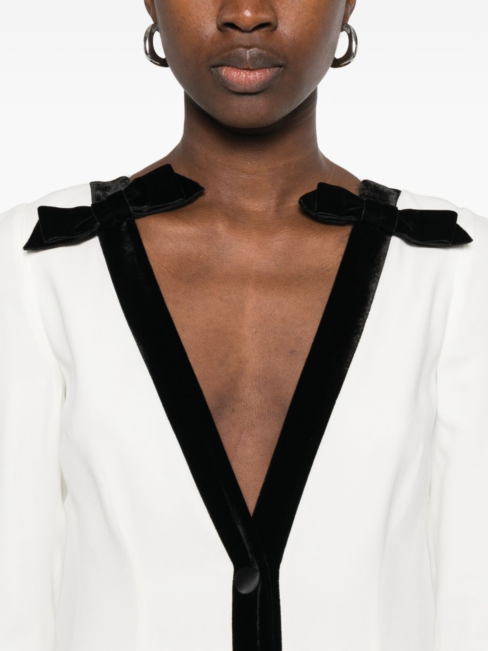 Abito lungo con fiocco in bianco e nero Alessandra Rich - donna 