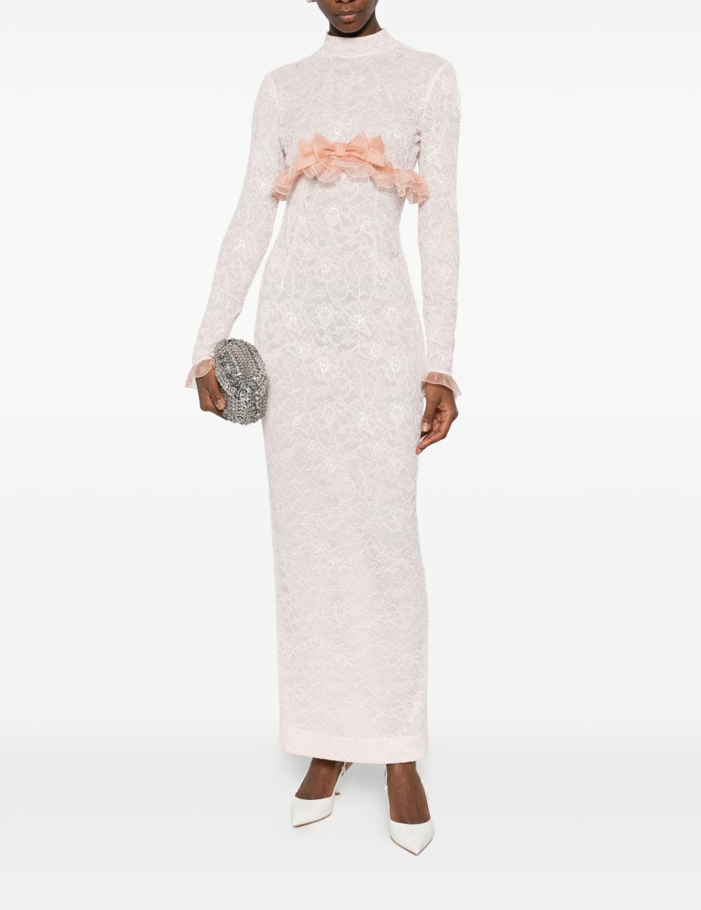 Abito lungo con fiocco in rosa Alessandra Rich - donna 