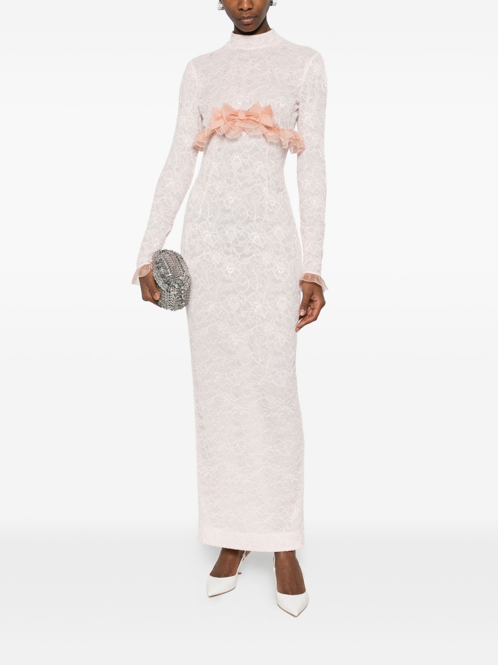 Abito lungo con fiocco in rosa Alessandra Rich - donna 