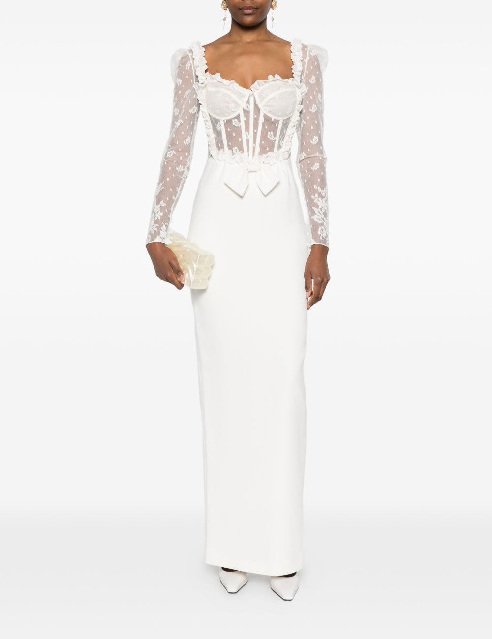 Abito lungo in pizzo bianco Alessandra Rich - donna 