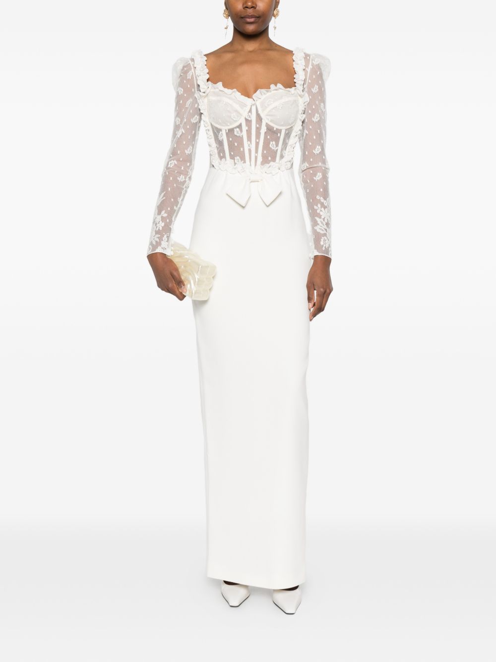 Abito lungo in pizzo bianco Alessandra Rich - donna 