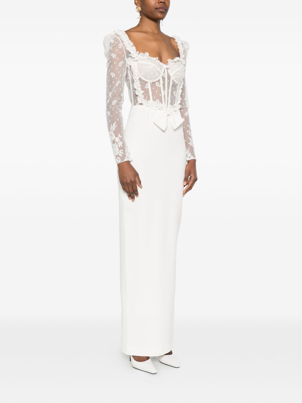 Abito lungo in pizzo bianco Alessandra Rich - donna 