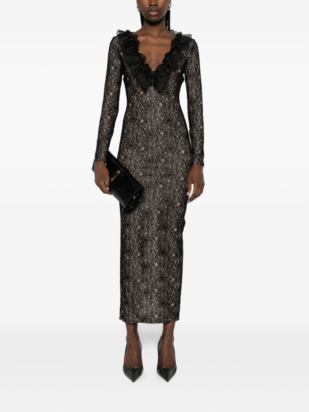 Abito in pizzo a maniche lunghe in nero Alessandra rich - donna 