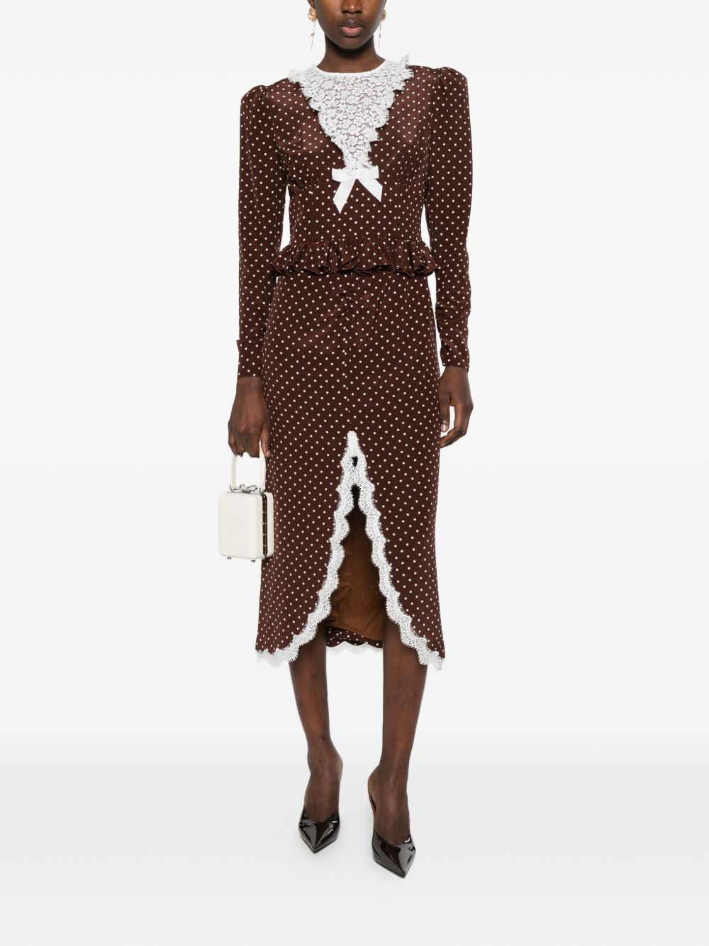 Abito midi a pois in marrone Alessandra Rich - donna 