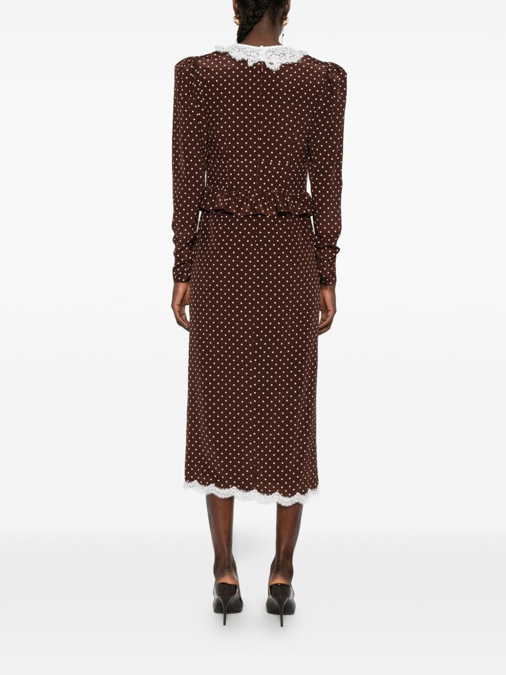 Abito midi a pois in marrone Alessandra Rich - donna 
