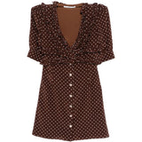 Abito corto con pois in marrone Alessandra Rich - donna 