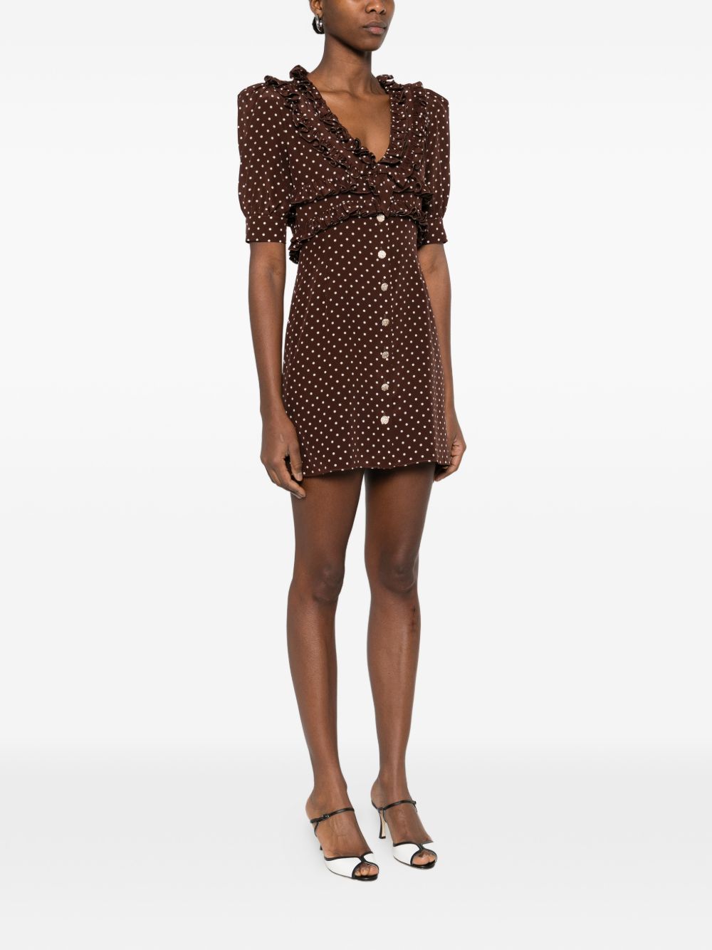 Abito corto con pois in marrone Alessandra Rich - donna 