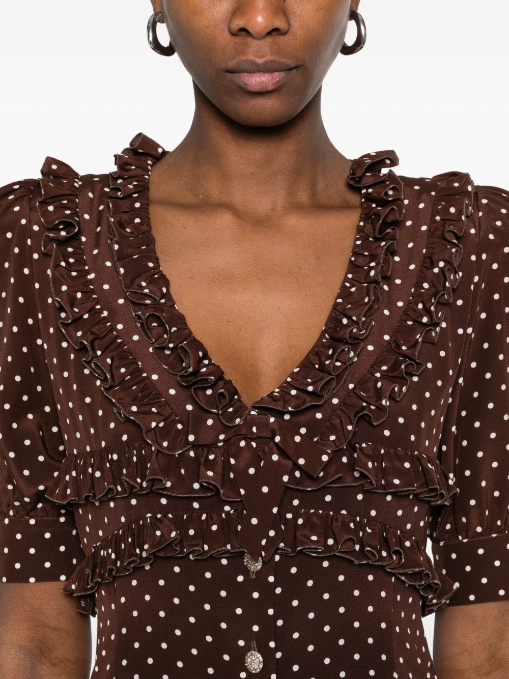 Abito corto con pois in marrone Alessandra Rich - donna 