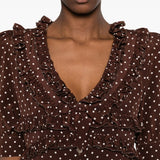 Abito corto con pois in marrone Alessandra Rich - donna 
