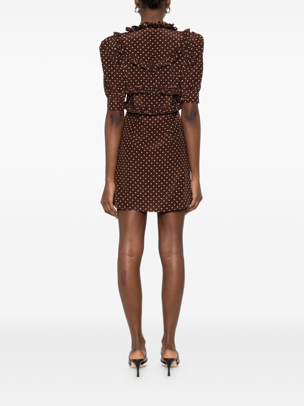 Abito corto con pois in marrone Alessandra Rich - donna 