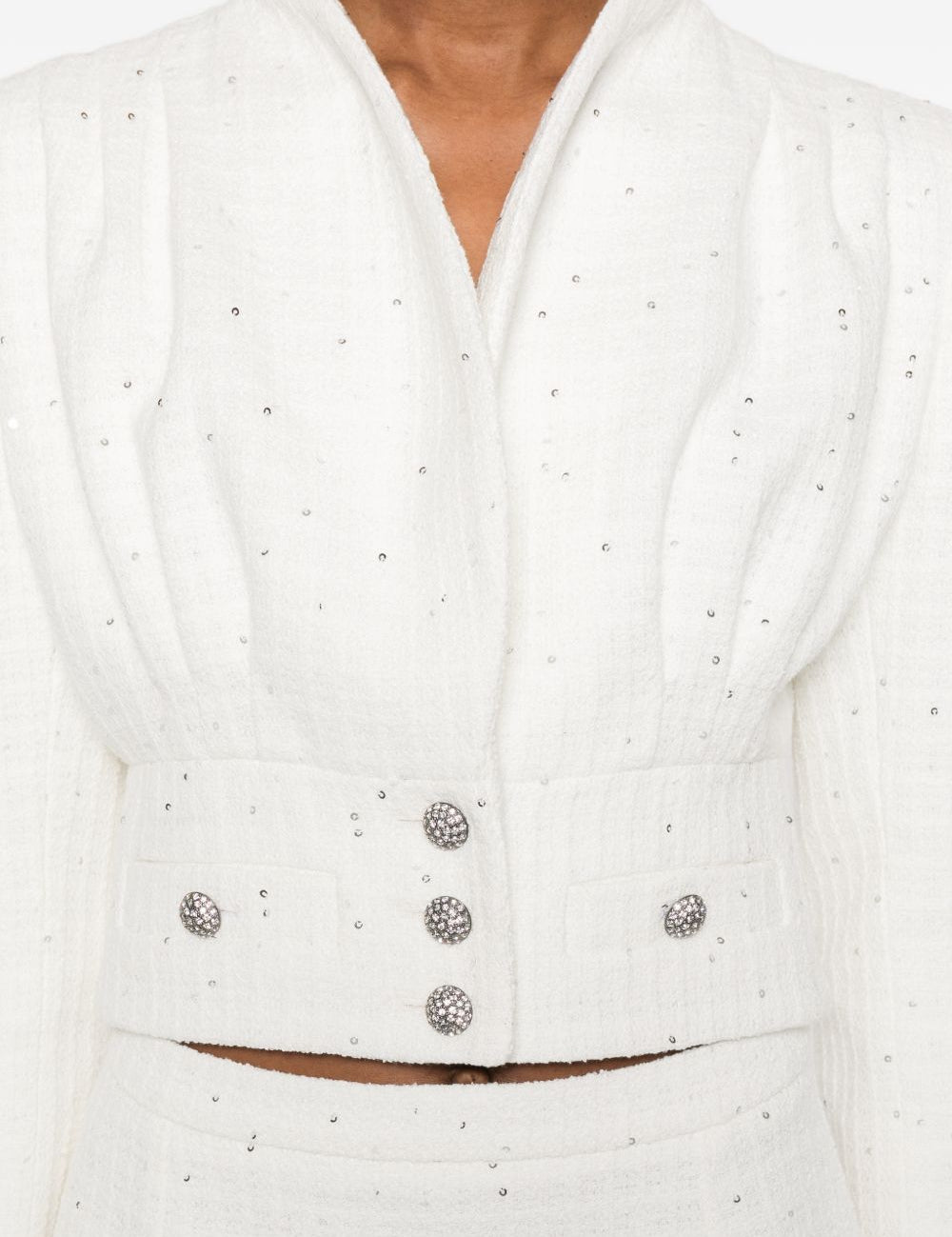 Giacca cropped con bottoni gioiello in bianco Alessandra Rich -  donna 