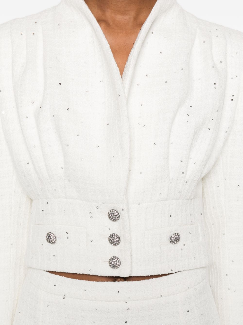 Giacca cropped con bottoni gioiello in bianco Alessandra Rich -  donna 