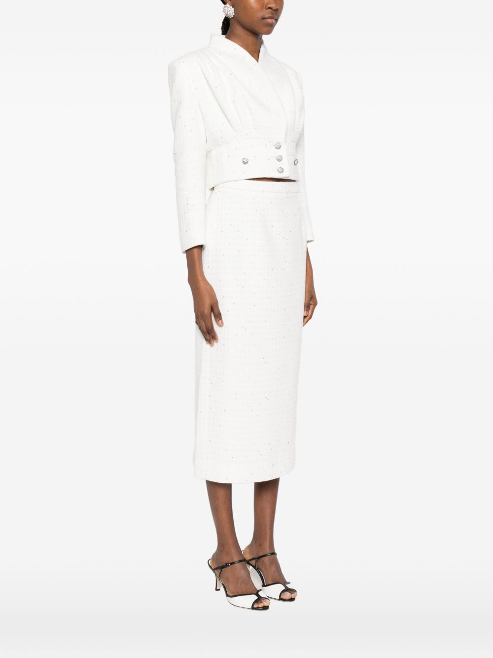 Giacca cropped con bottoni gioiello in bianco Alessandra Rich -  donna 