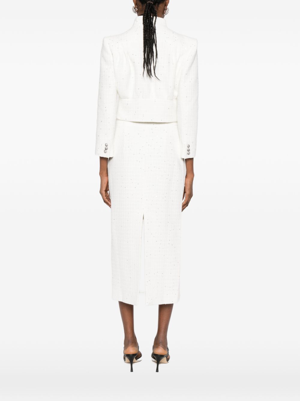 Giacca cropped con bottoni gioiello in bianco Alessandra Rich -  donna 