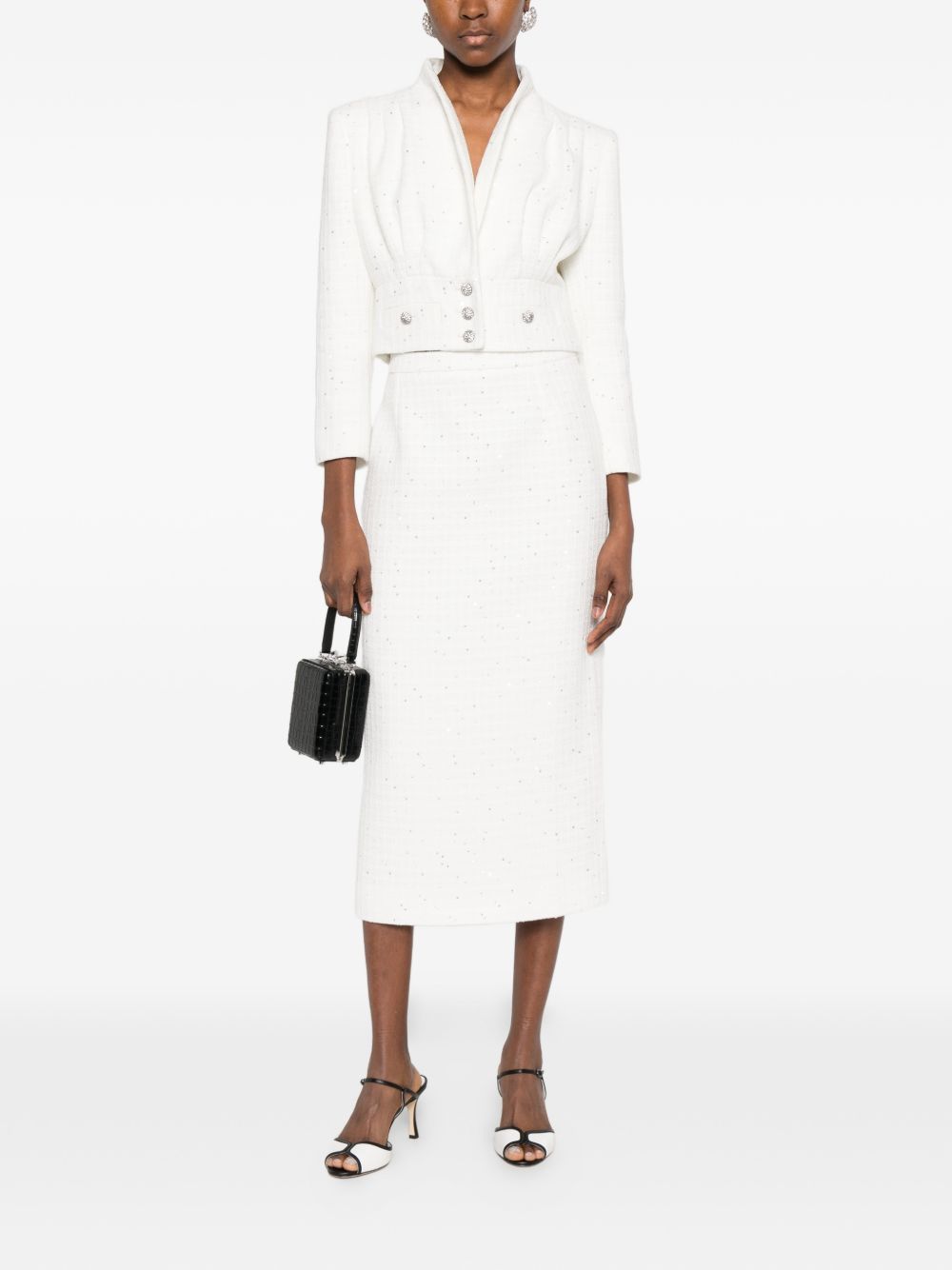 Giacca cropped con bottoni gioiello in bianco Alessandra Rich -  donna 