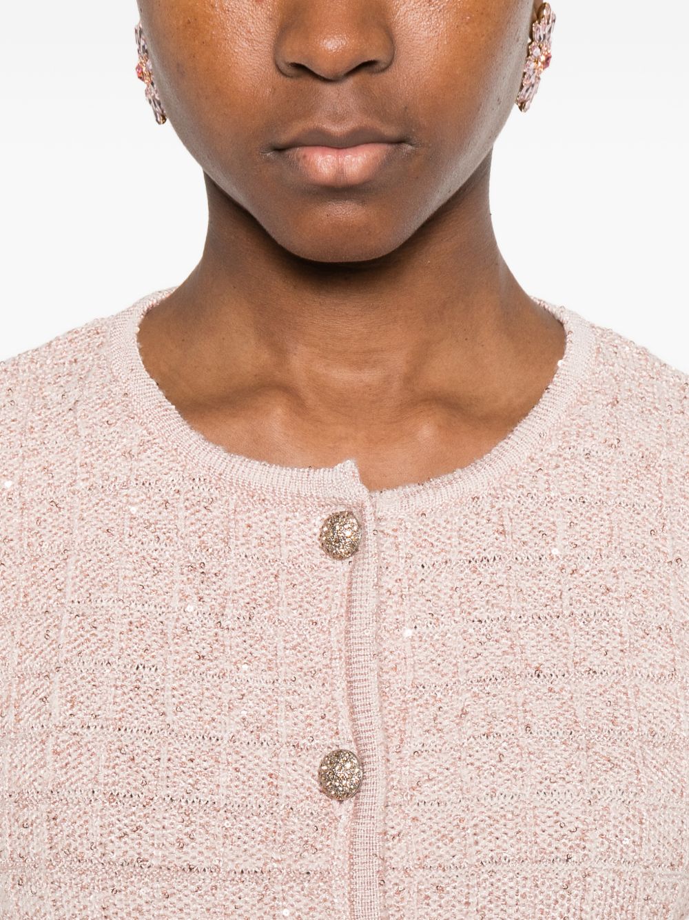 Cardigan in maglia con paillettes in rosa 