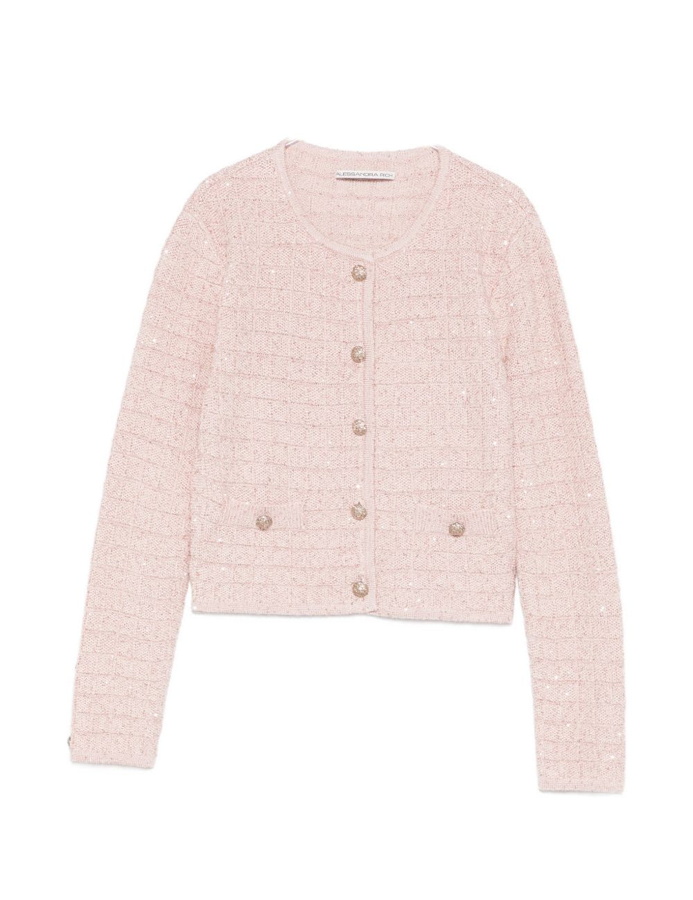 Cardigan in maglia con paillettes in rosa 