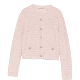 Cardigan in maglia con paillettes in rosa 
