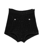 Shorts in maglia con pailletes in nero Alessandra rich - donna 
