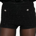 Shorts in maglia con pailletes in nero Alessandra rich - donna 