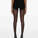 Shorts in maglia con pailletes in nero Alessandra rich - donna 