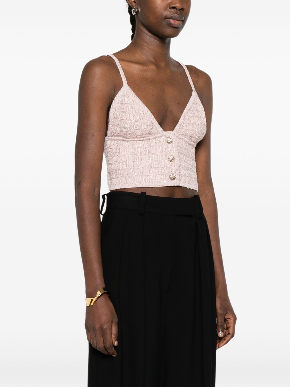 Top con paillettes in rosa Alessandra rich - donna 