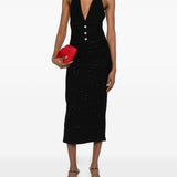 Abito midi con scollo a V in nero Alessandra Rich - donna 