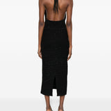 Abito midi con scollo a V in nero Alessandra Rich - donna 